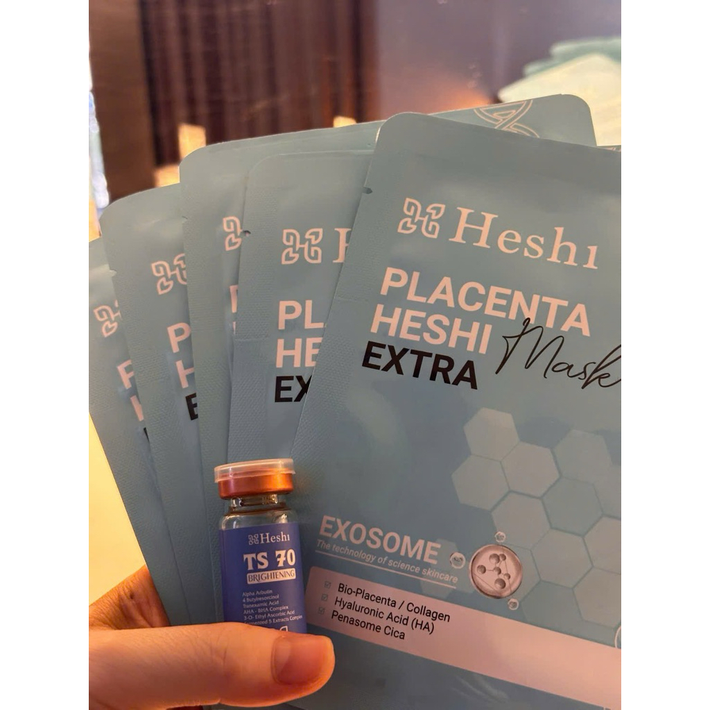 [CHÍNH HÃNG] Hộp 5 miếng Mặt Nạ Phục Hồi & Trẻ Hóa Chuyên Sâu HESHI - PlacentA HESHI Mask Extra. Giả