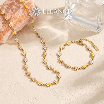 Dây chuyền vòng tay nữ Eleanor Accessories charm hoa bộ trang sức đính đá phụ kiện trang sức 12090