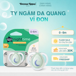 Ty ngậm dạ quang cho bé tommee tippee night time 0-6 tháng - trăng xanh
