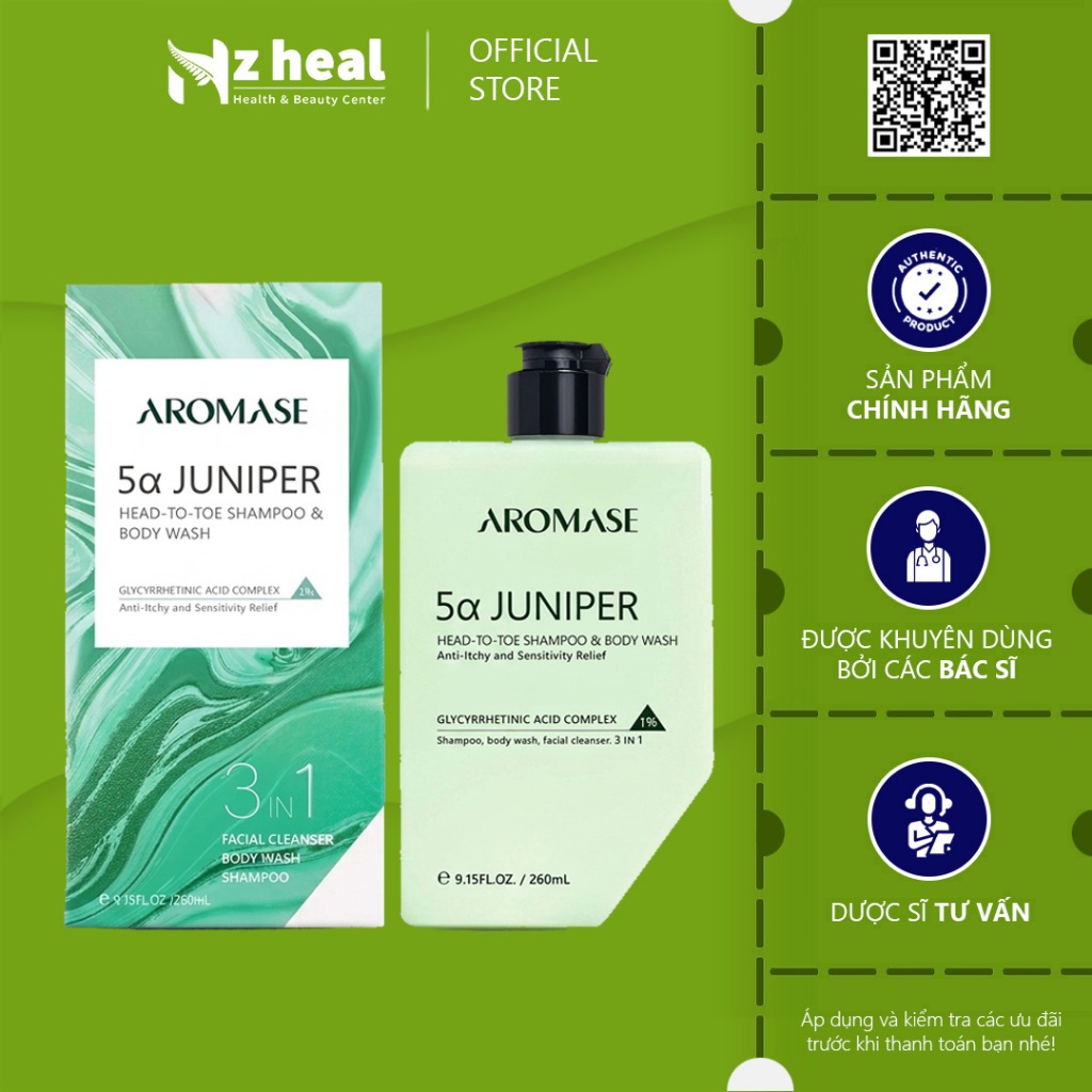 [Hỏa tốc] Sữa tắm gội toàn thân AROMASE Head-To-Toe Shampoo & Body Wash (260ml)