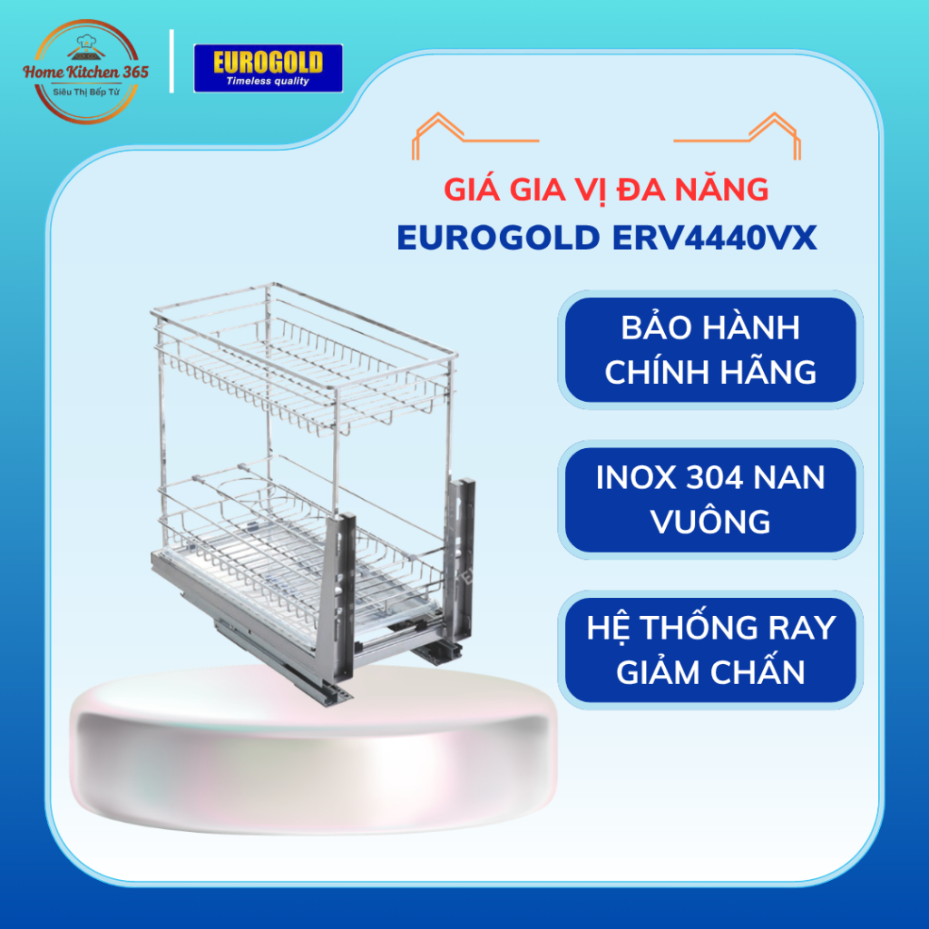 Kệ Bếp Gia Vị Inox 304 Nan Vuông Eurogold ERO30440B/ERV4440/ERV4440VX – Giá Đựng Gia Vị Bền Đẹp