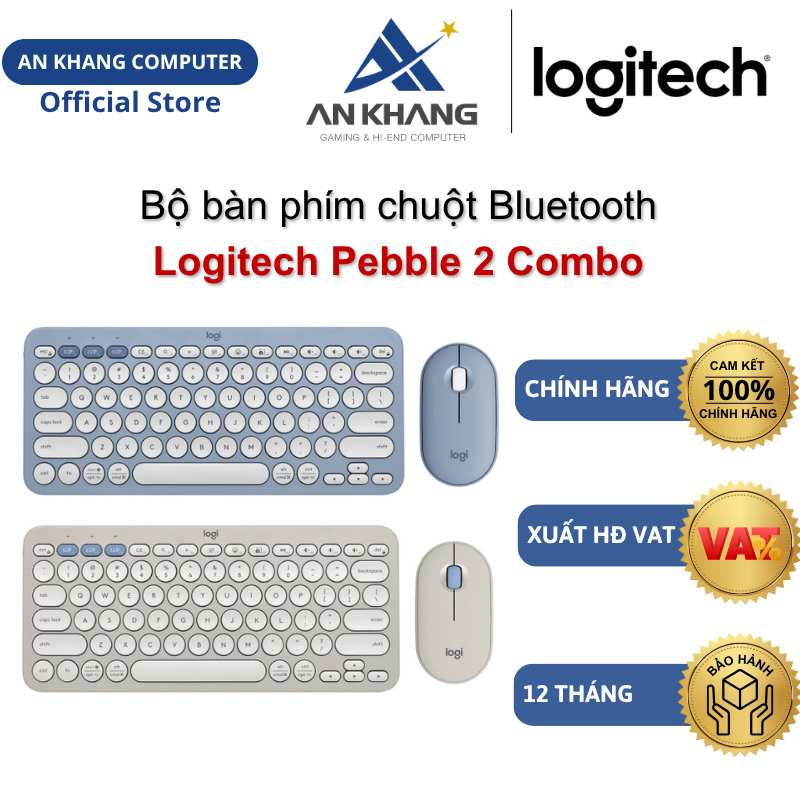 Bộ bàn phím chuột Bluetooth Logitech Pebble 2 Combo Chính hãng Bảo hành 12 Tháng