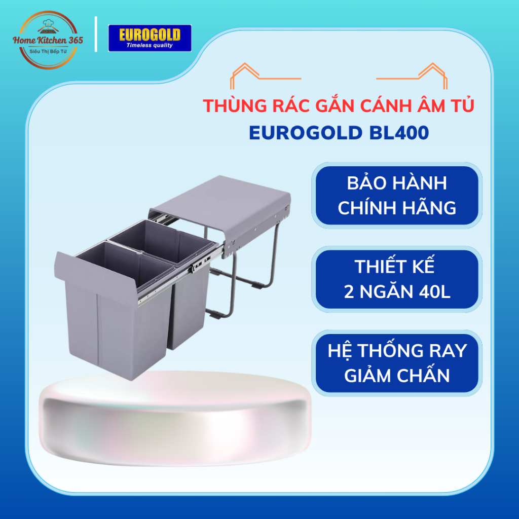 Thùng Rác Gắn Tủ Bếp Eurogold BL400 Kiểu Dáng Hiện Đại Thẩm Mỹ Bền Đẹp