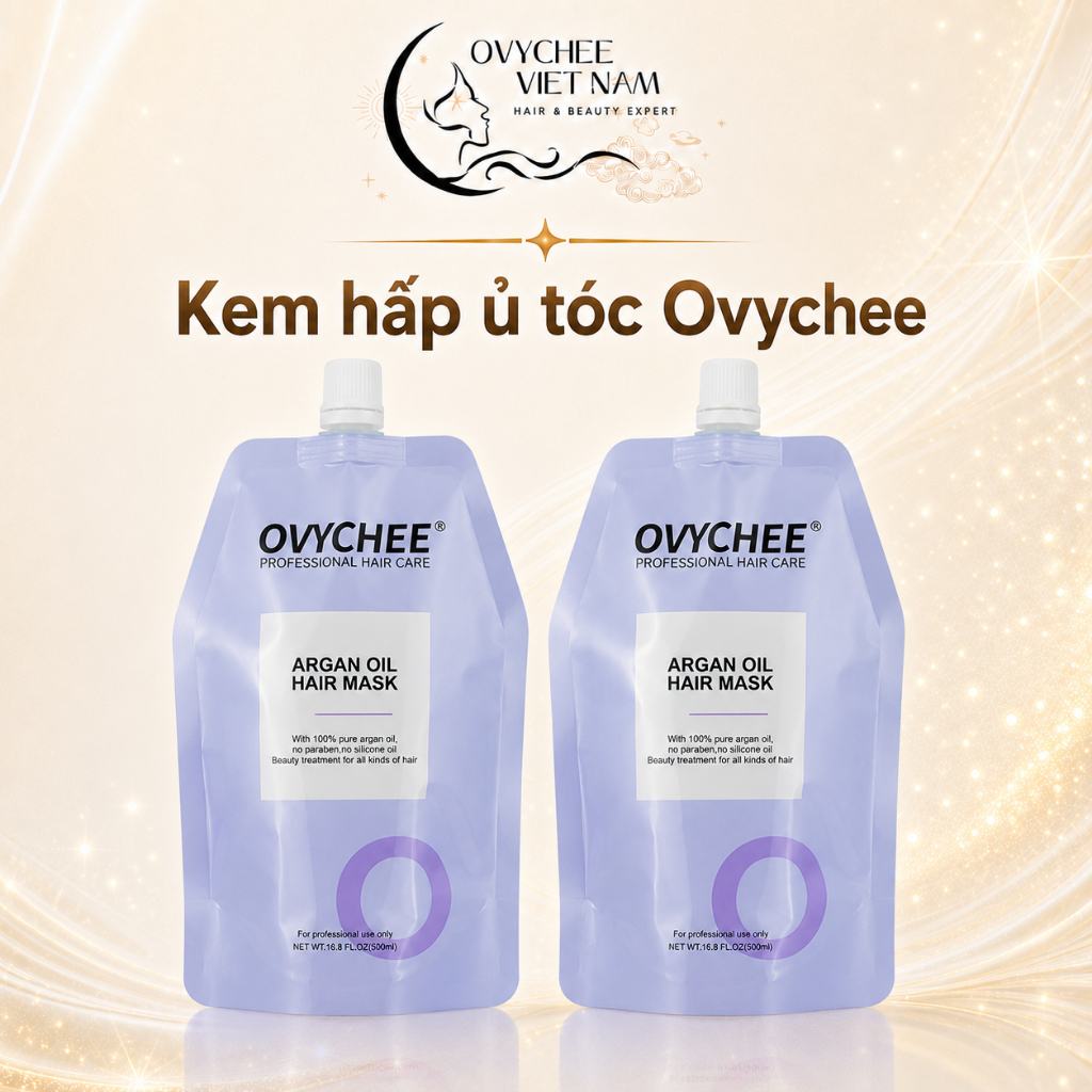 em Ủ Tóc Ovychee Dầu Argan 500ml, Dưỡng Ẩm, Hỗ Trợ Tóc Khô Xơ Mềm Mượt
