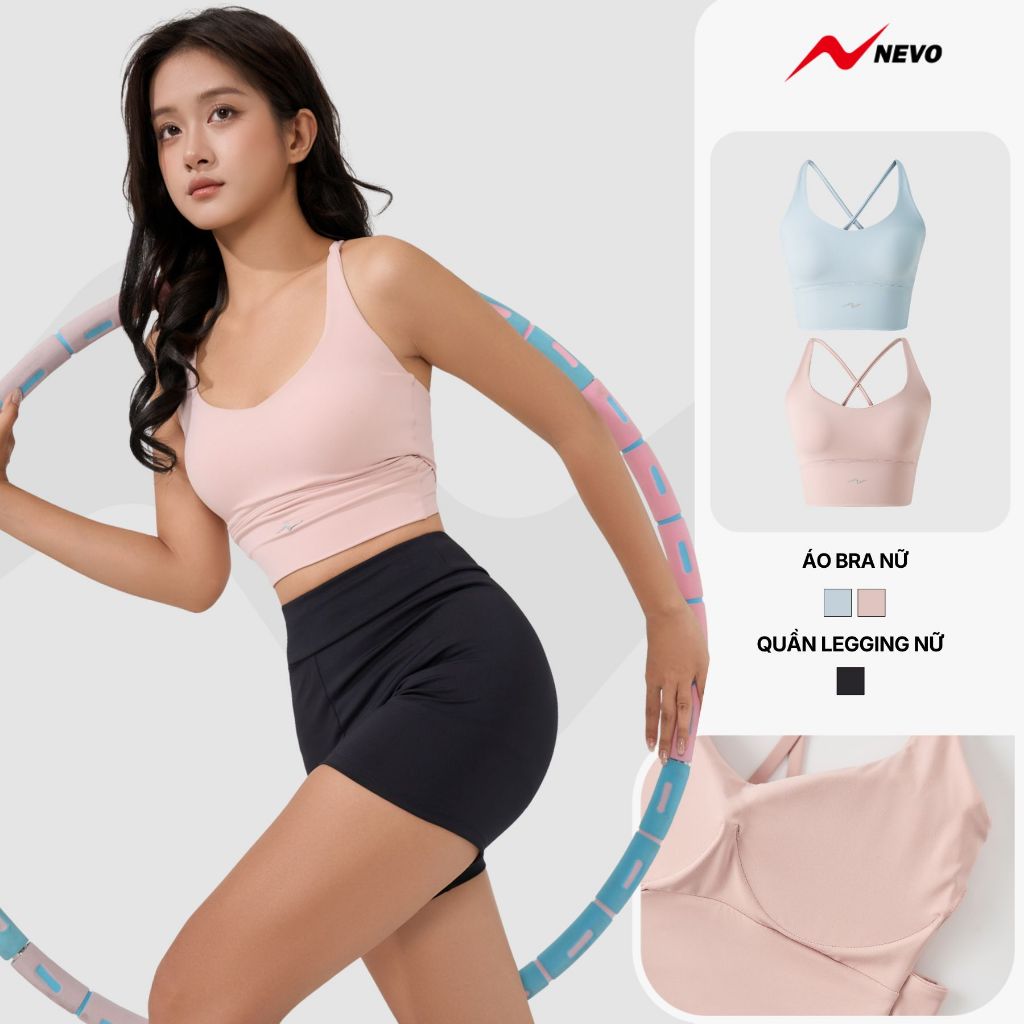 Set Đồ Tập Gym Yoga Pilates Nữ NEVO Gồm Áo Bra Có Đệm WGBR26S001 & Quần Leggings Ngắn Có Túi WGLE26S