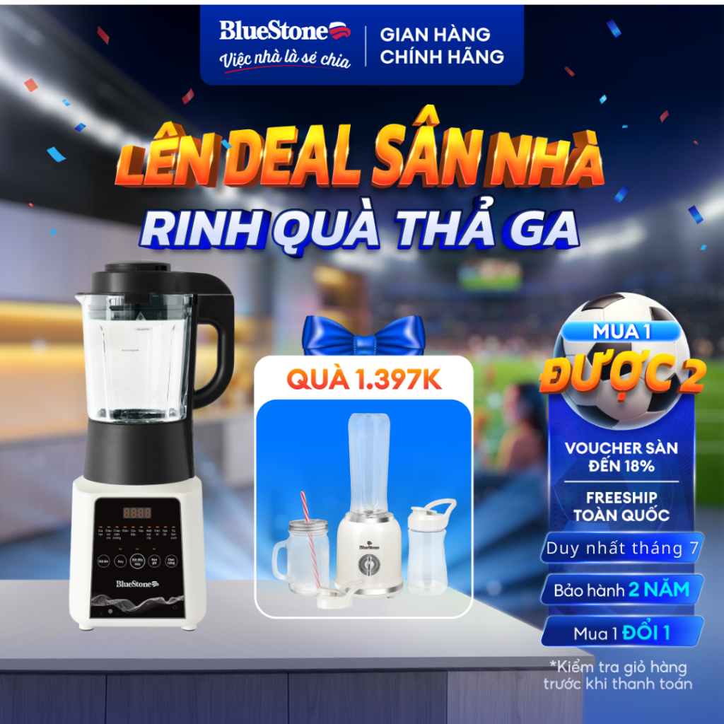 Máy Làm Sữa Hạt BlueStone BLB-6028 | 1.75L – 1000W – Chống Trào, Độ Ồn Thấp – Nấu Đa Năng – Bảo Hành