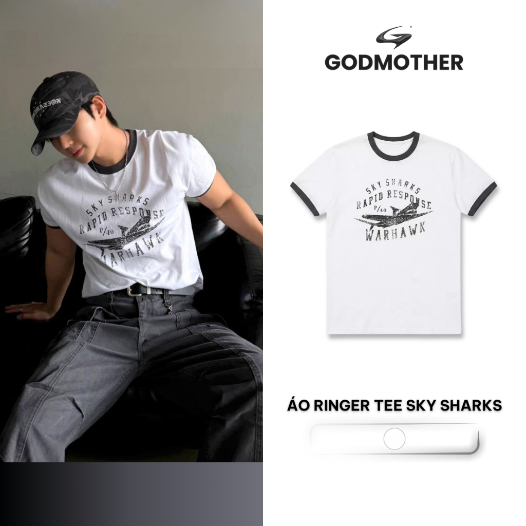 Áo Thun RINGER TEE GODMOTHER Áo Thun Trắng Cotton 4 Chiều Họa Tiết Basic Tôn Dáng Cá Tính Năng Động | BigBuy360 - bigbuy360.vn