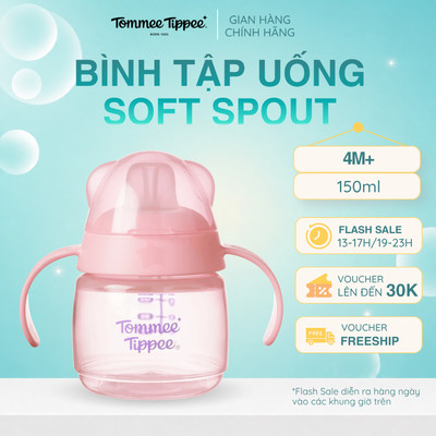 Bình Tập Uống Nước Có Vòi Mút Chống Tràn, Chống Sặc Tommee Tippee Soft Spout, 150ml, Cho Bé Từ 4 Tháng – Hồng