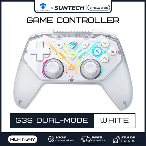Tay Cầm Chơi Game Machenike G3s Dual-mode White - Kết Nối Không Dây & Có Dây, Thiết Kế Công Thái Học