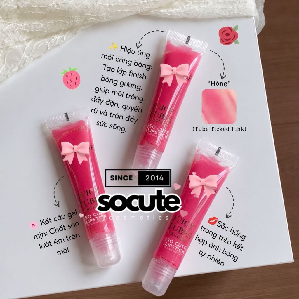 Son Bóng Lân Juicy Tubes Original Lip Gloss - 08 Tube Ticked Pink / 10 Framboise Pop