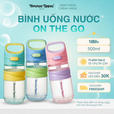 Bình Uống Nước Tommee Tippee On The Go Straw 500ml – Cho Bé Từ 18 Tháng