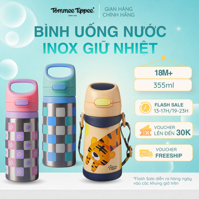 Bình Uống Nước Inox Giữ Nhiệt Cho Bé Tommee Tippee Từ 18 Tháng