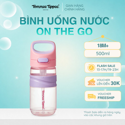 Bình Uống Nước Tommee Tippee On The Go Straw 500ml – Cho Bé Từ 18 Tháng, Hồng