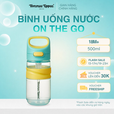 Bình Uống Nước Tommee Tippee On The Go Straw 500ml – Cho Bé Từ 18 Tháng, Xanh Lá