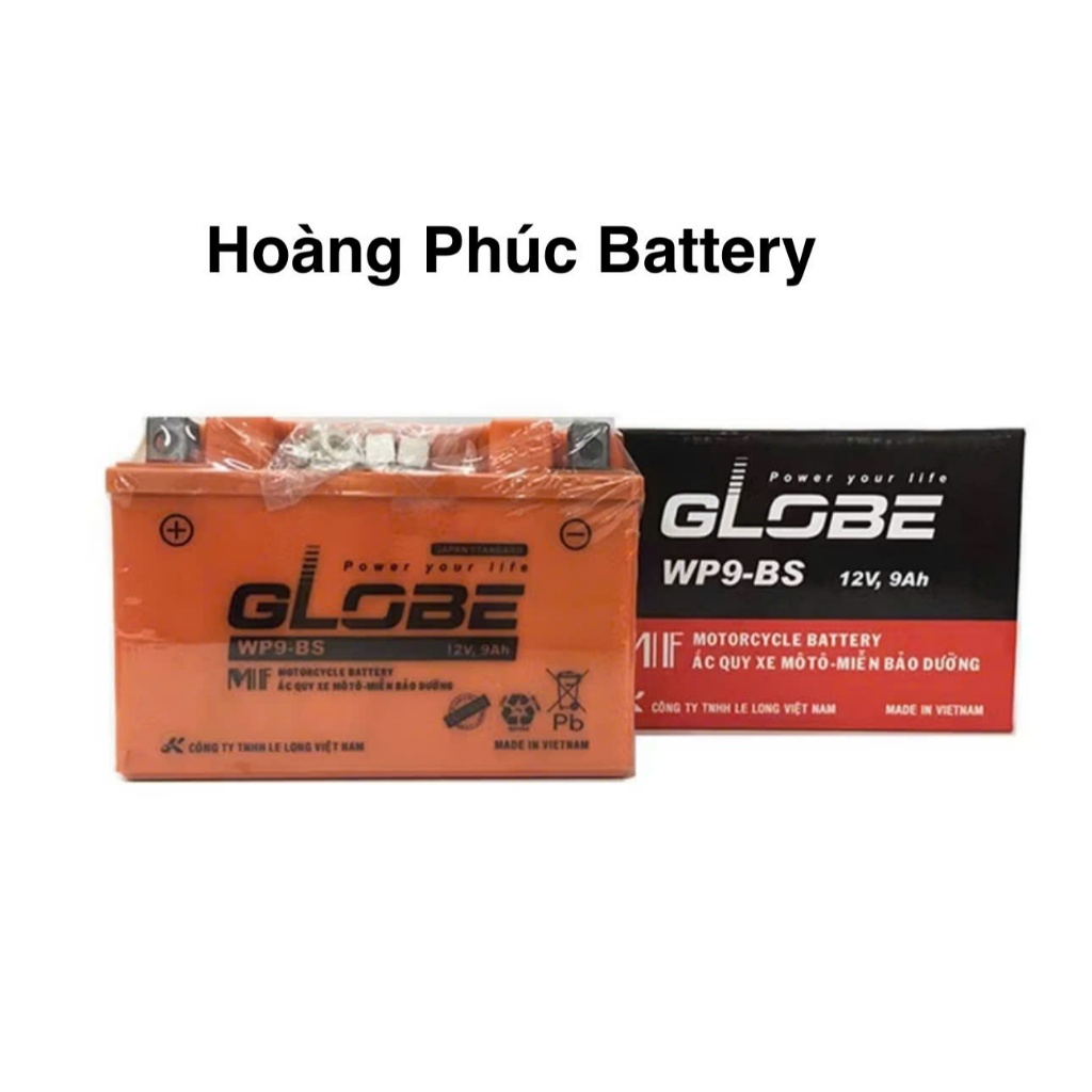 Ắc quy xe máy GLOBE WP9-BS 12V-9AH bình ắc quy khô cho xe máy Spacy, atila....