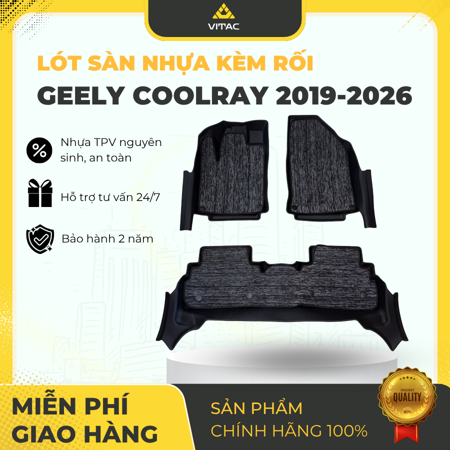Freeship_VITAC Thương hiệu - Lót sàn nhựa ô tô và thảm rối 5D Geely Coolray 2019-2026