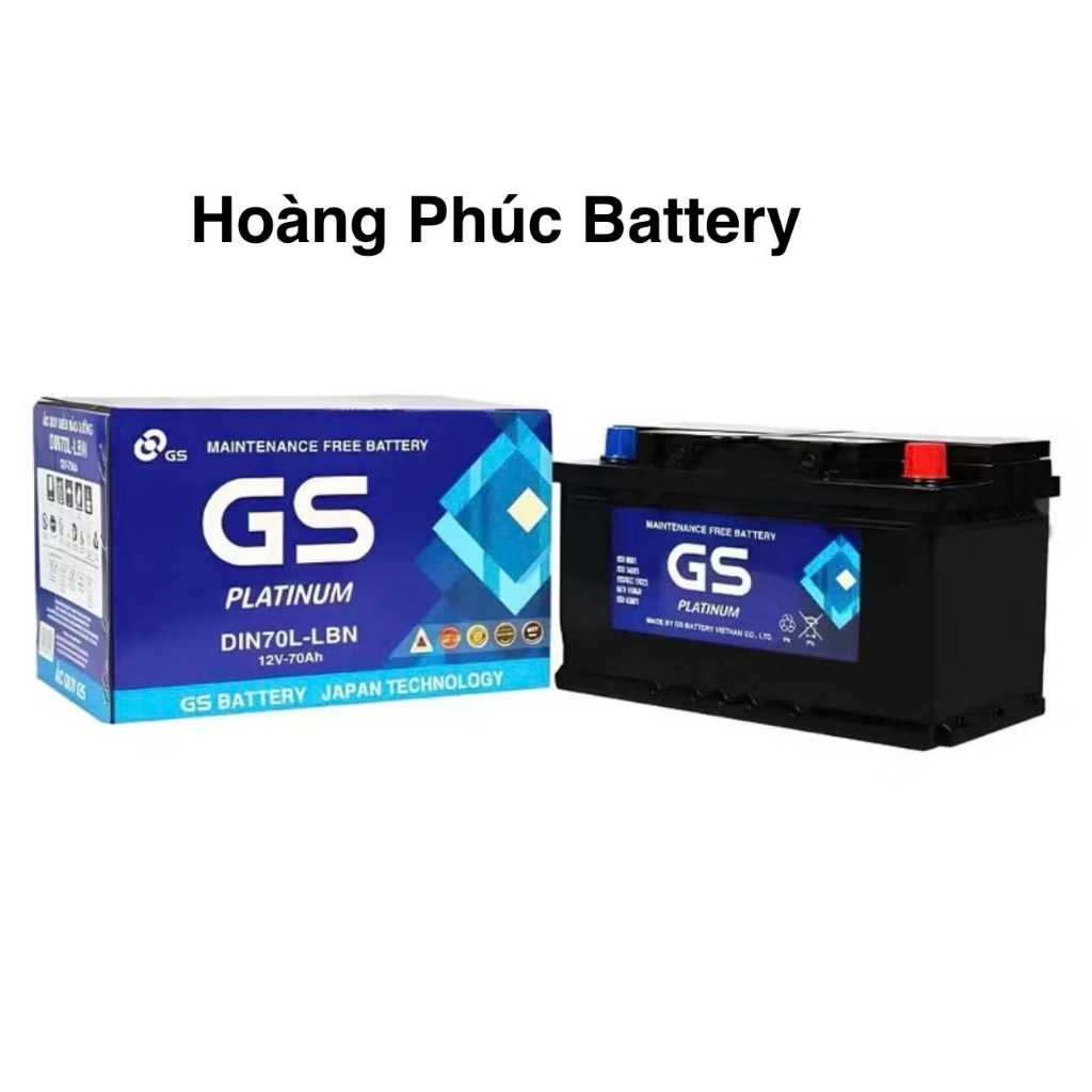 Bình ắc quy 12v khô miễn bảo dưỡng GS DIN70L-LBN (12V, 70ah)