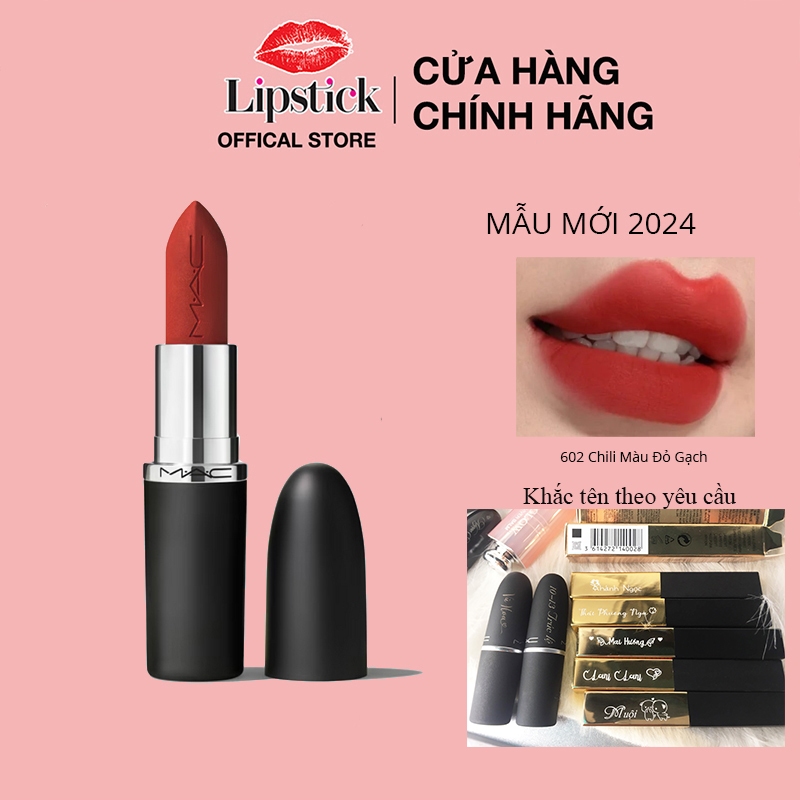 Son MAC ximal Silky Matte Lipstick 3.5g - 602 Màu Chili Khắc Son Theo yêu cầu