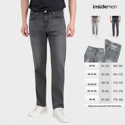 Quần Jeans nam Insidemen dáng New Regular co giãn, thoải mái, hai tông màu xám IJN003M0H0