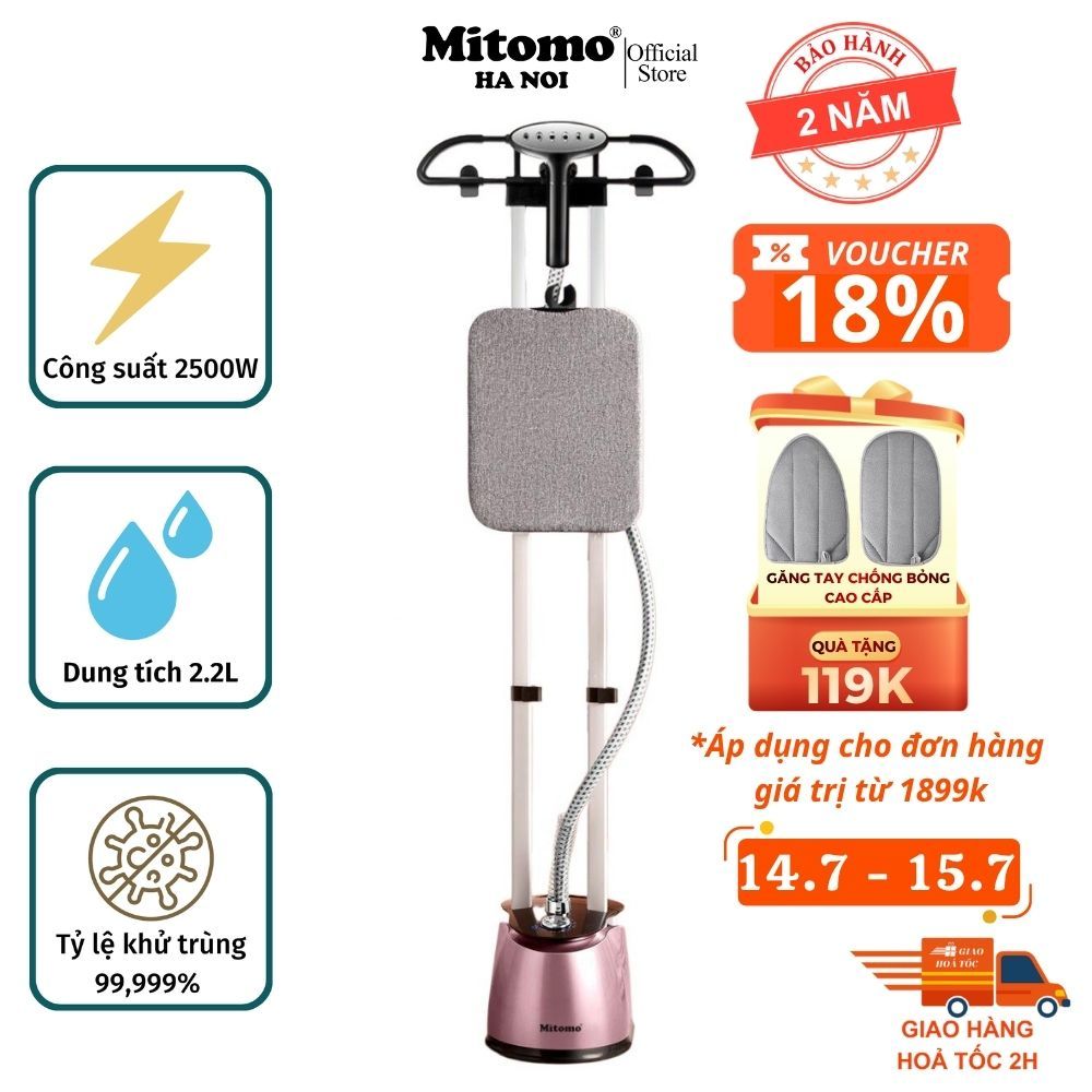 Bàn ủi hơi nước đứng cao cấp Mitomo GC-899 Max, công suất 2500W, BH 2 năm .