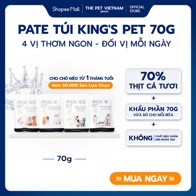 Pate King’s Pet Túi 70gr Thức Ăn Cho Chó Mèo Tăng Cường Hệ Miễn Dịch Dễ Tiêu Hóa