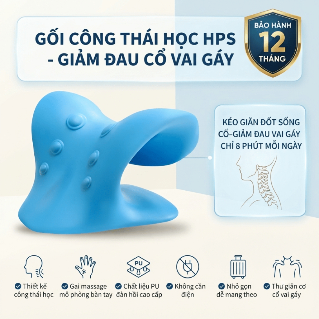 Dụng Cụ Massage Cổ Vai Gáy PU Chống Méo Đầu, Kéo Giãn Cột Sống Cổ Giảm Đau Hiệu Quả GEARSHOP