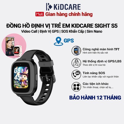 [MỚI RA MẮT] Đồng hồ định vị trẻ em Kidcare Sight S5 gọi video call | Định vị GPS - Màu đen