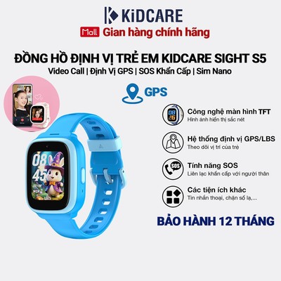 [MỚI RA MẮT] Đồng hồ định vị trẻ em Kidcare Sight S5 gọi video call | Định vị GPS - Màu xanh dương