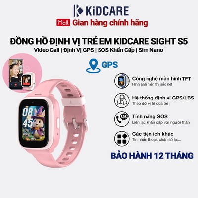 [MỚI RA MẮT] Đồng hồ định vị trẻ em Kidcare Sight S5 gọi video call | Định vị GPS - Màu hồng