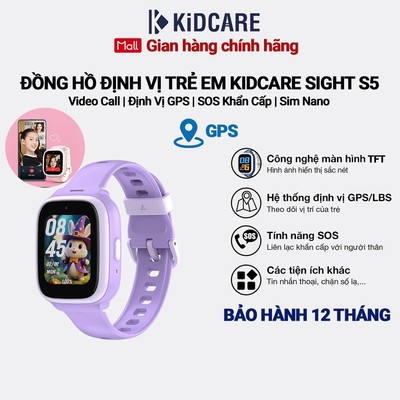 [MỚI RA MẮT] Đồng hồ định vị trẻ em Kidcare Sight S5 gọi video call | Định vị GPS - Màu tím