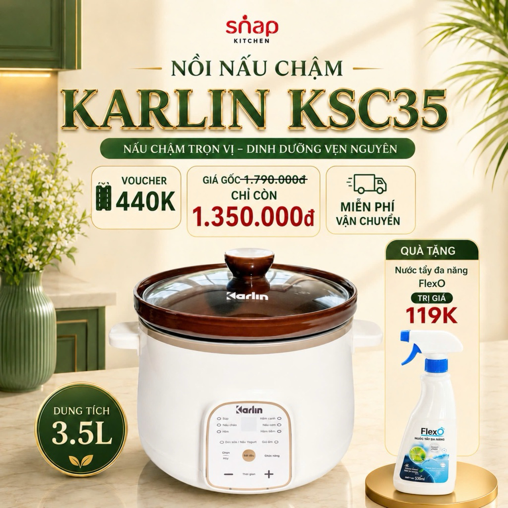 Nồi Nấu Chậm KARLIN KSC35 Bảo Hành Chính Hãng 24 Tháng