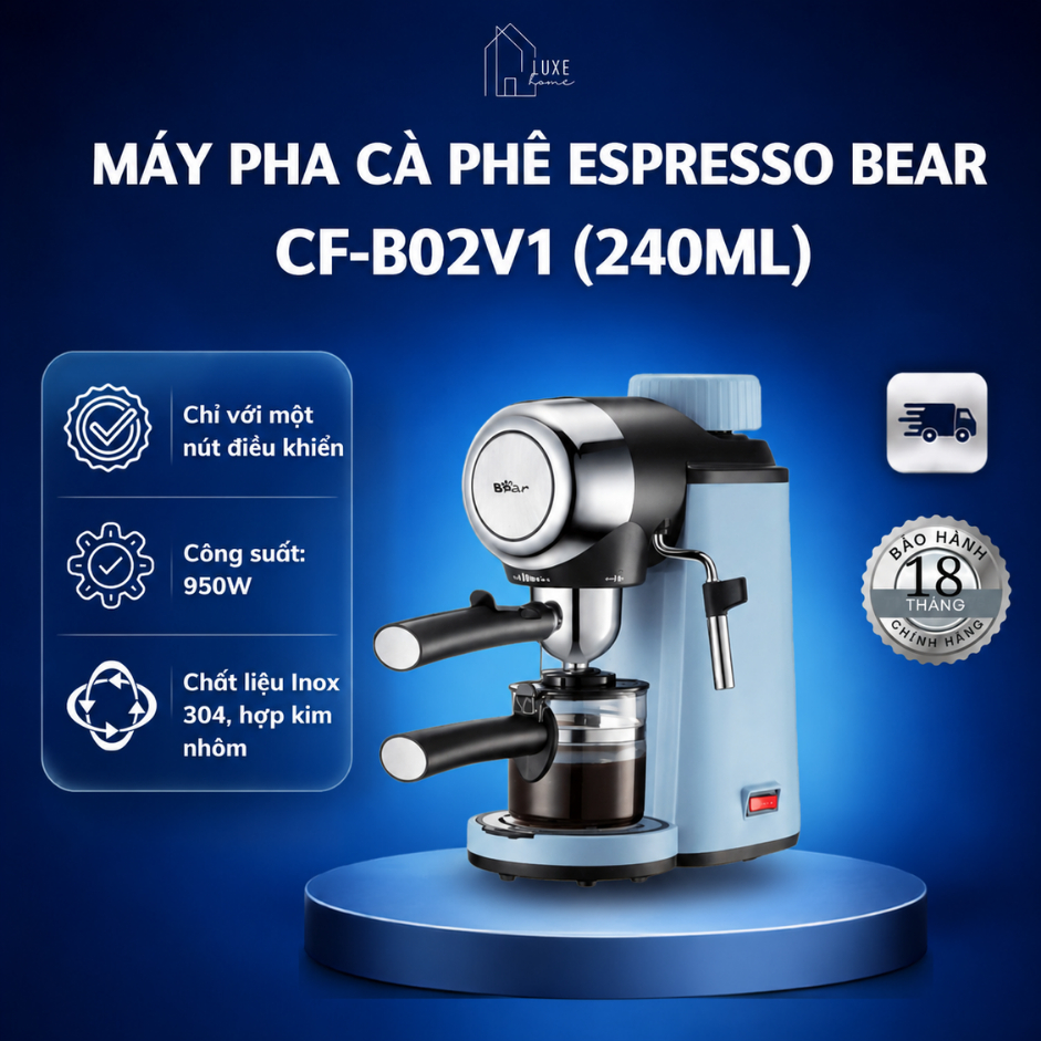 Máy pha cà phê Epresso Bear CF-B02V1 (240ml) - Công Suất Lớn