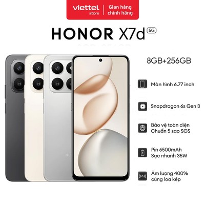 Điện Thoại HONOR X7d 5G 8GB + 256GB | Pin 6500mAh | Màn Hình 6.77 inch | Snapdragon 6s Gen 3