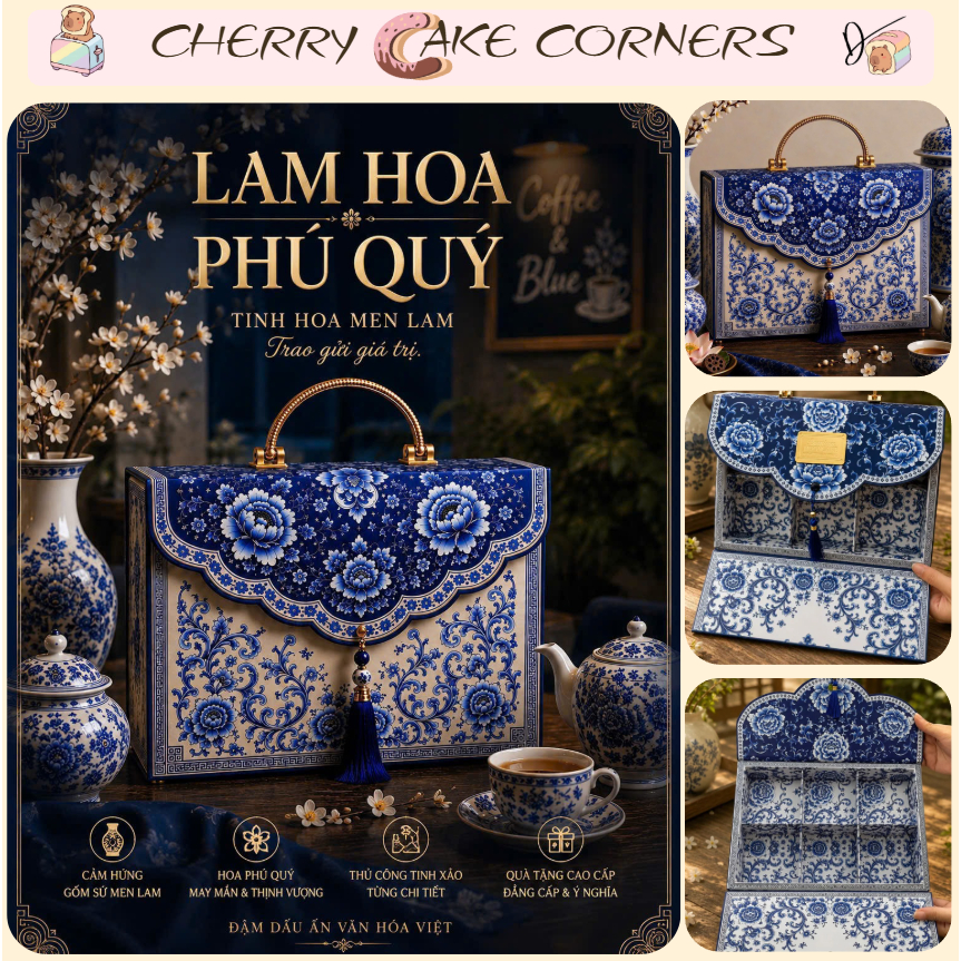 Hộp đựng 6 bánh Trung Thu mini, Bánh dứa, Lava trứng chảy (LAM HOA PHÚ QUÝ)