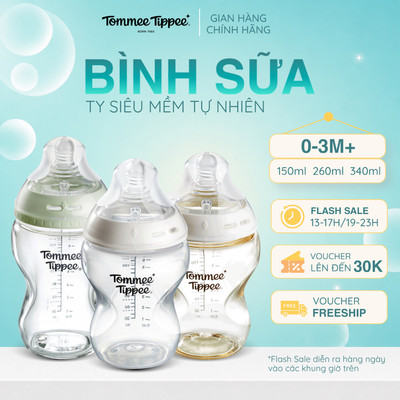 [SALE XẢ KHO - KHÔNG HỘP] Bình Sữa Ty Siêu Mềm Tommee Tippee Natuaral Start PP&PPSU 150ml, 260ml (Bình Đơn)
