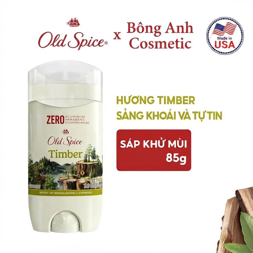 Lăn Khử Mùi Sáp Old Spice TIMBER 85g (Sáp Xanh)