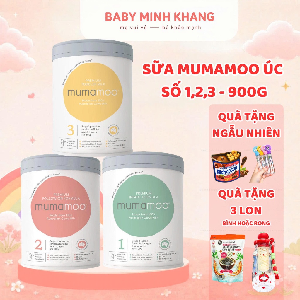 [[TẶNG BÌNH XINH] Sữa Mumamoo 800g Nhập Khẩu Úc – Tăng Cân, Hấp Thu Tốt, Có BB536 & GOS