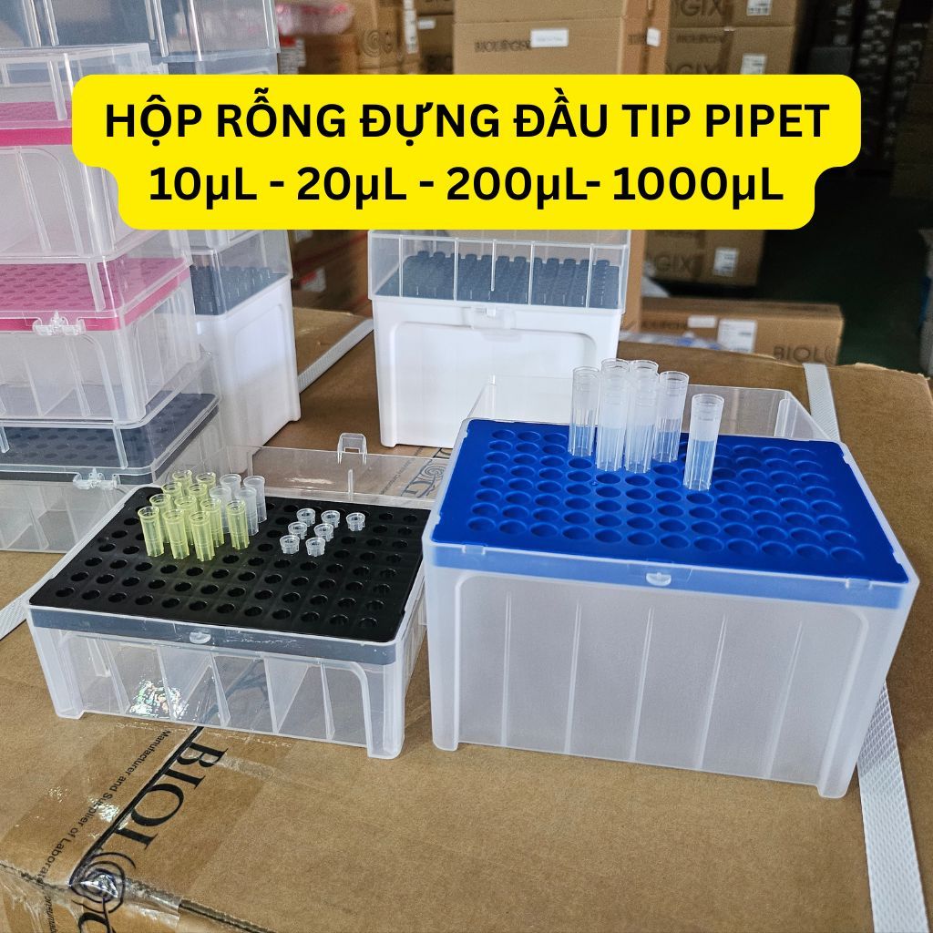 Hộp rỗng dùng để đựng đầu tip 10μL - 20μL - 200μL-1000μL khi sử dụng pipet