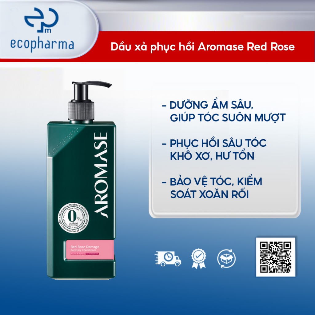 Dầu xả phục hồi tóc khô xơ AROMASE Red Rose Recovery Hair Conditioner 400ml