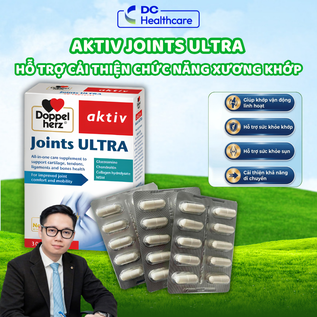 Aktiv Joints Ultra Đức Hộp 30 Viên - Hỗ Trợ Sức Khỏe Khớp Và Sụn, Cải Thiện Chức Năng Xương Khớp