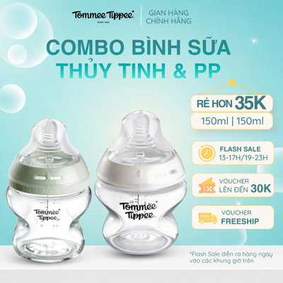 COMBO 2 Bình Sữa PPSU & Thủy Tinh Ty Siêu Mềm Tự Nhiên Tommee Tippee Natural Start 150ml