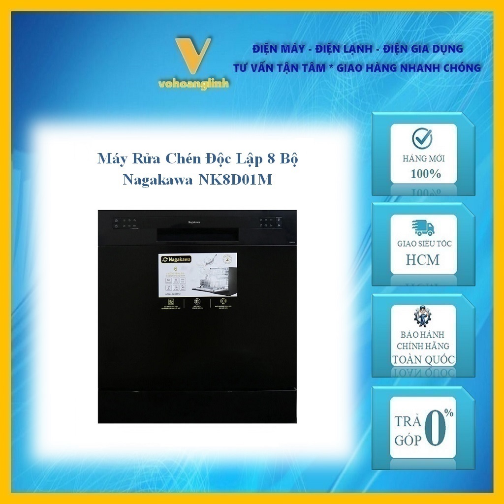 Máy rửa chén độc lập 8 bộ Nagakawa NK8D01M