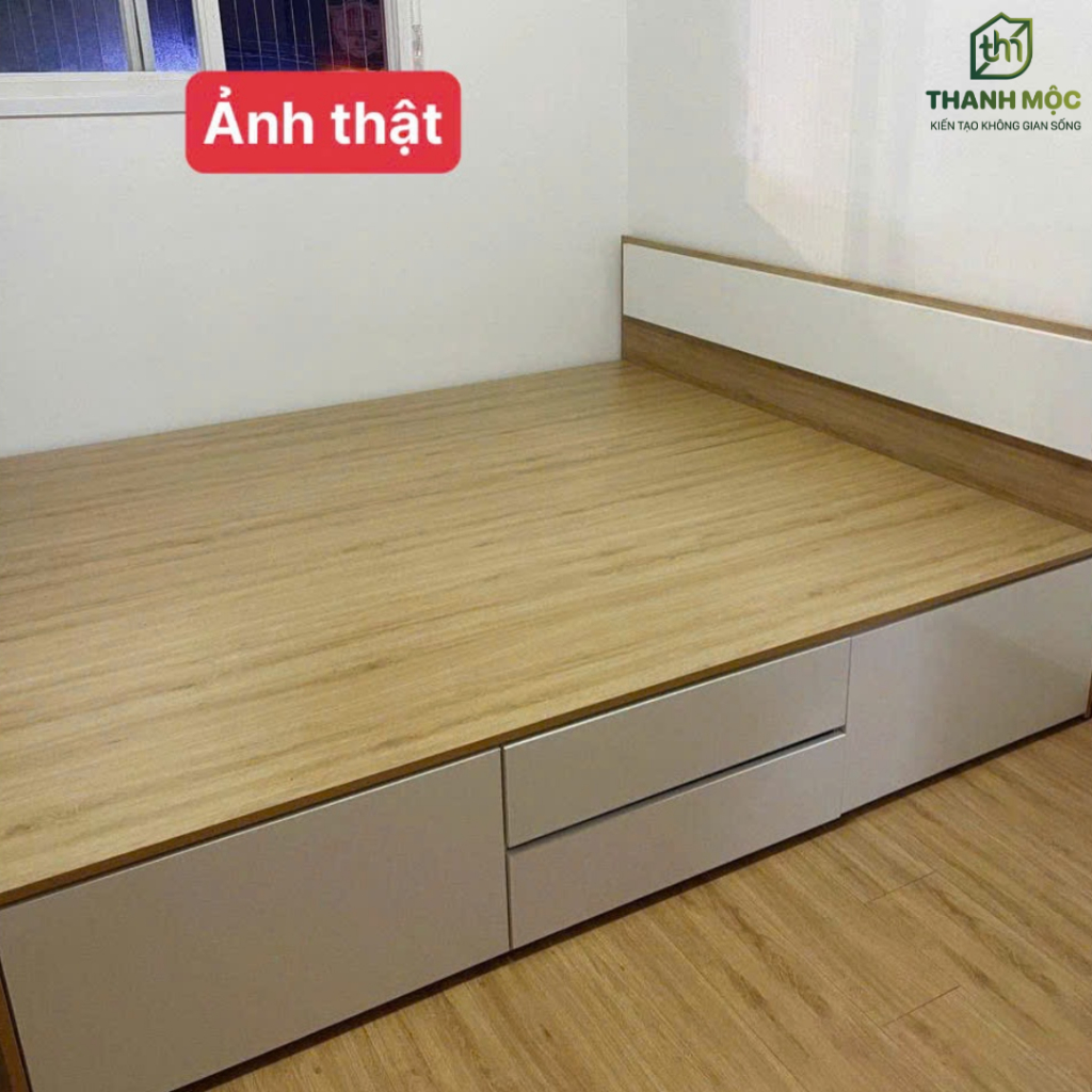 Giường Ngủ Gỗ Công Nghiệp MDF Có Hộc Kéo – Nhiều Kích Thước 1m2 / 1m4 / 1m6 / 1m8