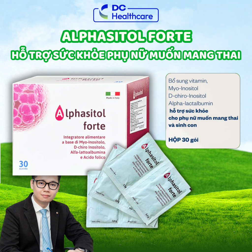 Alphasitol Forte 30 Gói - Bổ Sung Myo-Inositol, D-Chiro Inositol & Vitamin Cho Phụ Nữ Muốn Mang Thai