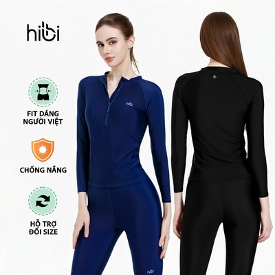 Áo bơi nữ Hibi Sports SS008 - Kiểu tay dài có khoá kéo, kèm mút