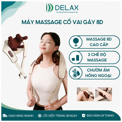 Máy Massage Cổ Vai Gáy 8 Đầu DELAX Mô Phỏng Bàn Tay Người, Thư Giãn Cơ Và Cổ Vai Gáy- MMC05