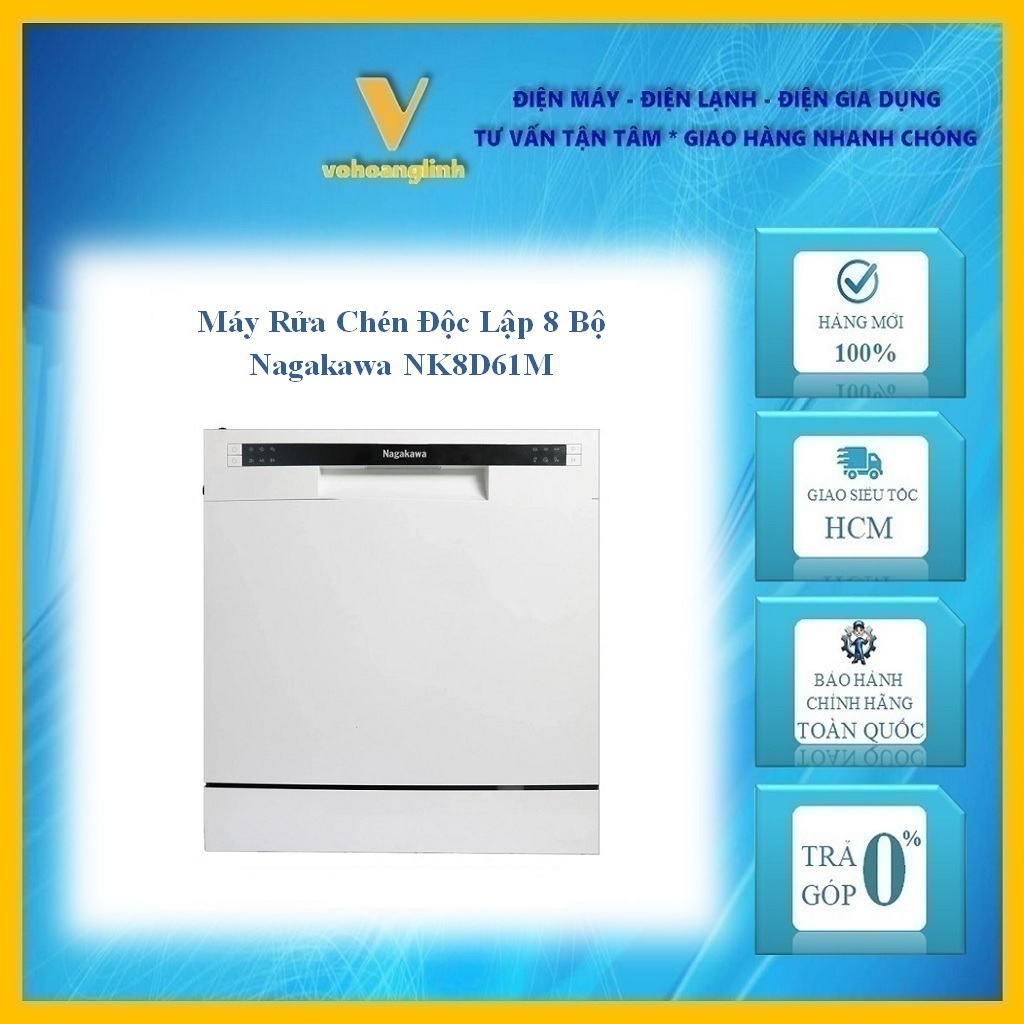 Máy rửa chén độc lập 8 bộ  Nagakawa NK8D61M