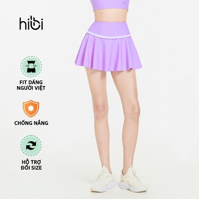 Váy bơi nữ Hibi Sports SS012 - Dáng xòe nhún bèo trắng, kèm quần bảo hộ