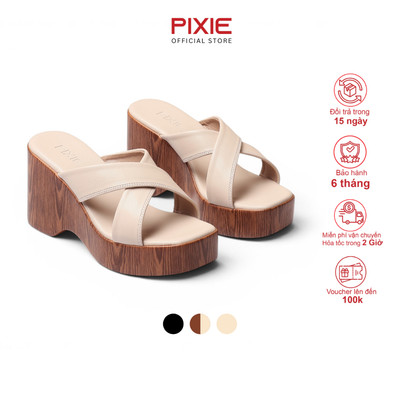 Dép Đế Xuồng Nữ 9cm Quai Đan Chéo Pixie H429