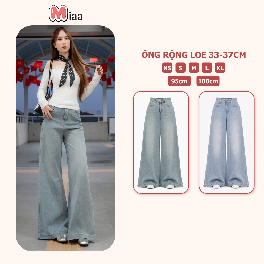 Quần Jean Ống Rộng Suông Loe 33-37cm MIAA Cạp Cao Siêu Tôn Dáng , Quần Bò Ống Suông Loe Có Size Cho Nấm Lùn_VER4
